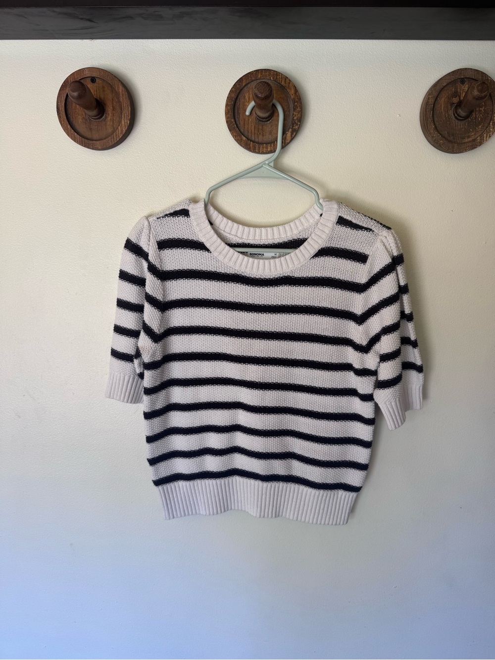 Sonoma Striped Short-Sleeve Knit Sweater size medium
